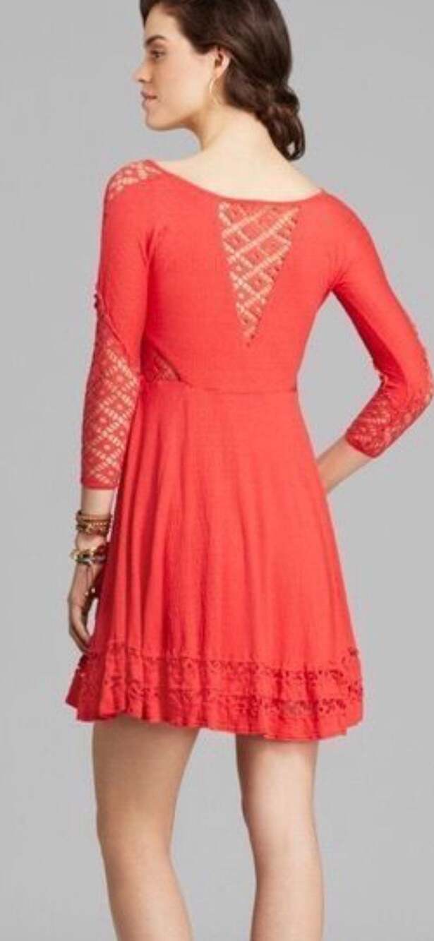 Free People To The Point Crochet Mini Flare Dress Small Summer Boho Chic - Picture 8 of 9